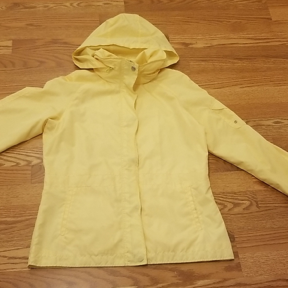 New York & Company Light Yellow Hooded Utility Jacket